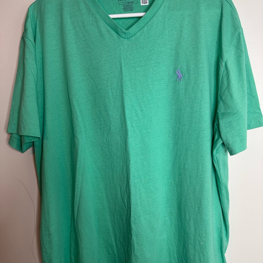 Polo by Ralph Lauren Men's Teal V-Neck Tee